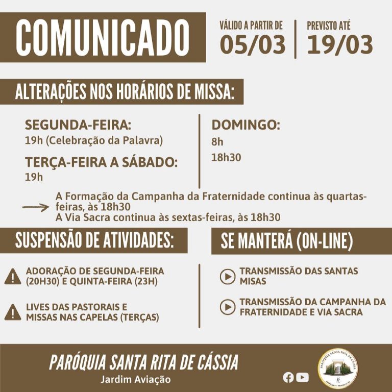 Read more about the article Alteração nos Horários de Missa